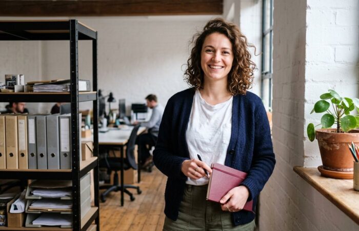 collaboratrice_sourire_objectif_open_space-9jqh63byhdrmr0d0teq9x6k39w Feedback constructif en entreprise : le guide complet pour donner et recevoir des retours qui font grandir